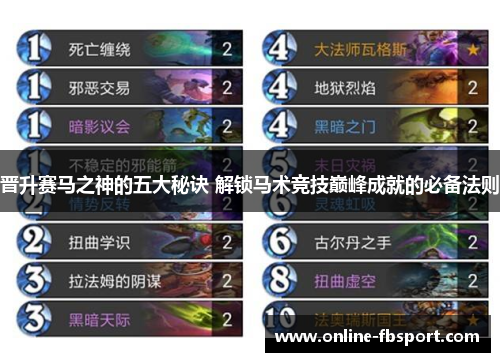 晋升赛马之神的五大秘诀 解锁马术竞技巅峰成就的必备法则
